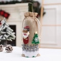 Housse de bouteille de vin en lin avec bonhomme de neige pour décoration de Noël - Style Bonhomme de Neige Beige