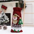 Housse de bouteille de vin en lin avec bonhomme de neige et sapin pour décoration de Noël - Style Bonhomme de Neige Rouge