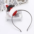 Festive Christmas headband with red sequin hat, white fur trim and funny black mustache detail - Mustache Style Headband