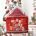 Housse de chaise de Noël rouge avec flocon de neige et bordure en tissu à carreaux - Housse de chaise rouge