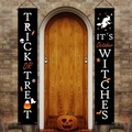 Set di striscioni per porta di Halloween con stampe Trick or Treat e streghe - Striscione per Porta 01