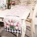 Christmas gnome table runner with black and white plaid border for festive dining decor - White & Black Plaid