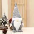 Nordic Christmas gnome with gray sequined knit hat and soft white beard festive decor - Short-Legged Gray Gnome