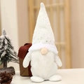 Nordic white Christmas gnome plush with sequined pointed hat and long faux fur beard - Short-Legged Off-White Gnome