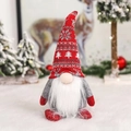 Gnomo de Navidad de peluche con gorro de punto de copos de nieve y barba para decorar - Gnomo Sentado Estilo A