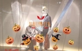Halloween static stickers featuring pumpkins and bats for store window glass decoration - Trick or Treat Expression Pumpkin Style (16006)
