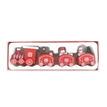 Petit train de Noël en bois rouge et blanc avec figurines festives en coffret - Rouge Toit Plat 4 Sections