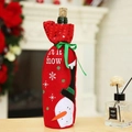 Christmas snowman red wine bottle cover with sequins and Let it Snow embroidery - Red Snowman Style