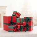 Ensemble de boîtes cadeaux de Noël rouges et vertes avec rubans de satin décoratifs - Rouge & Vert