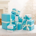 Ensemble de boîtes cadeaux de Noël bleu et blanc avec rubans en satin - Bleu & Blanc