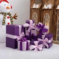 Purple festive gift box set with satin ribbons in various sizes for holiday decoration - Purple & Pink