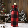 Classic red and black buffalo plaid wine bottle bag with drawstring for Christmas decor - Red and Black Checkered Wine Bottle Cover