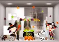 Halloween window static clings set with witch, pirate boy, and BOO cauldron decorations - Wizard Cauldron Pirate Boy Witch Style (2018-014)