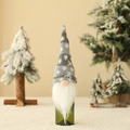 Christmas gnome wine bottle cover with grey snowflake hat and white faux fur beard decor - Gray