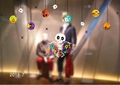Halloween static window stickers set with cartoon skeleton pumpkin and ghost motifs - Skeleton Ghost Jack-o'-lantern Style (2018-013)