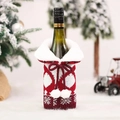 Housse de bouteille de vin de Noël tricotée avec col en fourrure blanche et flocon - Housse Bouteille Tricot avec Col Fourrure / Rouge