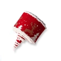 Ruban de Noël avec rennes dorés et motifs de sapins blancs et bordure en peluche - Rouge / 5M