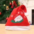 Bonnet de Noël classique en peluche rouge avec broderie bonhomme de neige décorative - Style Bonhomme de Neige