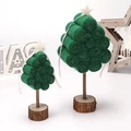 Green felt Christmas tree ornaments with wooden bases for tabletop holiday decoration - Green Triangle Christmas Tree Small