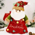 Süßer Weihnachtsmann Plüsch Geschenbbeutel mit Strickmütze und Merry Christmas Stickerei - Weihnachtsmann