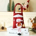 Weihnachts-Geschenkbeutel aus Jute mit 3D-Schneemann und weißem Schneewellen-Design - Rot