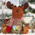 Weihnachts Rentier Sackleinen Geschenktüte mit Merry Christmas Stickerei und Herz Sichtfenster - Elch-Stil