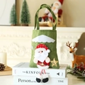 Grüne Weihnachtsgeschenktasche aus Sackleinen mit 3D-Weihnachtsmann und Stern - Grün