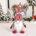 Gnomo de Navidad de felpa con gorro de punto rojo y gris para decoración del hogar - Gnomo Sentado Estilo B