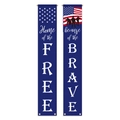 Onafhankelijkheidsdag deurbanners met Home of the Free en because of the Brave tekst - Home of the FREE because of the BRAVE Stijl