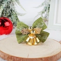 Fiocco natalizio in tela verde con campanelli dorati e scritte Merry Christmas - Fiocco in Lino Verde
