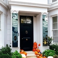 Striscioni per porta Halloween Welcome Trick or Treat con castello blu e zucche - Striscione per Porta 04