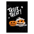 Halloween garden flag with Trick or Treat pumpkin illustration and black background - Garden Flag 01