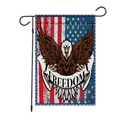 Independence Day garden flag with eagle design, metal stand and freedom text print - Freedom Eagle Style (09)