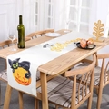 Halloween table runner featuring a black cat on pumpkin and Happy Halloween text - Table Runner 03