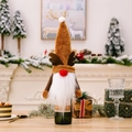 Christmas gnome wine bottle cover with brown reindeer antlers and white plush beard decor - Reindeer Antler Gnome Cover
