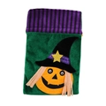 Sacchetto regalo di Halloween in velluto verde con motivo zucca e cappello da strega - Motivo di Zucca