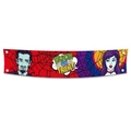 Trick or Treat Halloween banner with vampire cartoon graphics and spider web background - Horizontal Banner 02