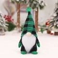 Gnome de Noël en peluche à carreaux vert et noir pour décoration de fête et vitrine - Gnome sans Visage à Carreaux Verts et Noirs