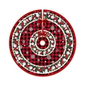 Jupe de sapin de Noël à carreaux rouges et noirs avec branches de pin et baies rouges - 90cm / Nouveau 046