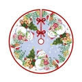 Jupe de sapin de Noël lavande avec motifs bonhomme de neige et nœuds rouges - 90cm / Nouveau 047