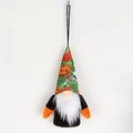 Hanging Halloween gnome with pumpkin and skull patterns on tall pointed hat - Black Style (With Light 4)