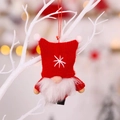 Ornement de gnome de Noël à suspendre avec bonnet en tricot rouge et motif de flocon - Rouge