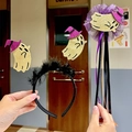 Set cerchietto e bacchetta fantasma di Halloween con glitter dorati e rete viola - Combo Bacchetta Fantasma