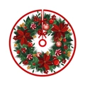 Christmas tree skirt with red poinsettia and peppermint patterns for holiday decor - New 049