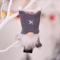 Gnome de Noël en tricot gris avec broderie de flocon de neige et barbe blanche en fausse fourrure - Gris