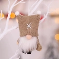 Gnome de Noël tricoté marron avec broderie flocon de neige et longue barbe en fourrure - Kaki