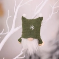 Gnome de Noël suspendu en tricot vert et blanc avec broderie flocon et barbe en peluche - Vert Foncé