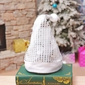 Bonnet de Noël scintillant à paillettes argentées avec bordure en peluche blanche et pompon - Blanc Argenté Paillettes (Adulte)