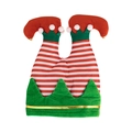 Cappello da elfo di Natale a righe con gambe di folletto e campanellini festivi - Cappello Gamba da Elfo (A Righe)