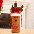 Christmas reindeer wine bottle cover with Noel text on felt fabric for table decoration - Reindeer Style